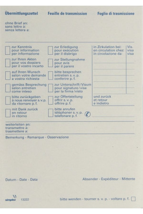 SIMPLEX Übermittlungsblock recycl. A6 - Image 1