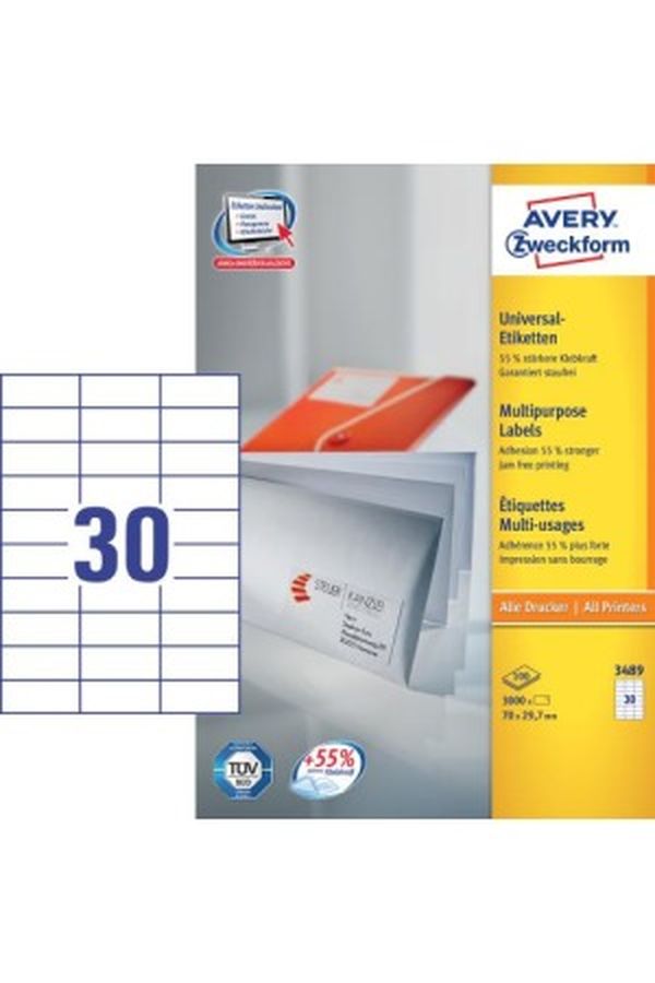AVERY ZW. Universal-Etiketten 70x29.7mm - Image 1