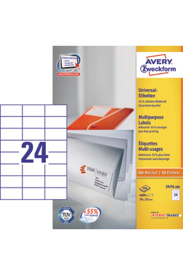 AVERY ZW. Universaletiketten 70x37mm - Image 1