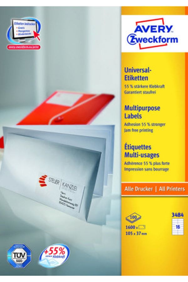 AVERY ZW. Universal-Etiketten 105x37mm - Image 1