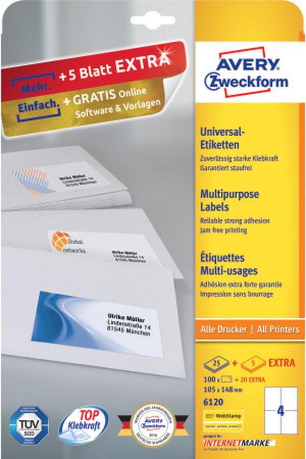 AVERY ZW. Universal-Etiketten 105x148mm - Image 1
