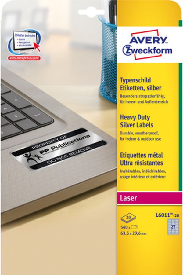AVERY ZW. Typenschild-Labels 63,5x29,6mm - Image 1