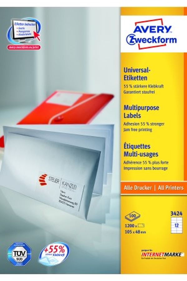 AVERY ZW. Universal-Etiketten 105x48mm - Image 1