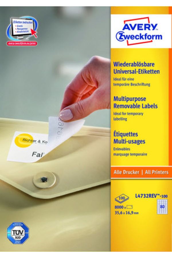 AVERY ZW. Universaletiketten 35,6x16,9mm - Image 1