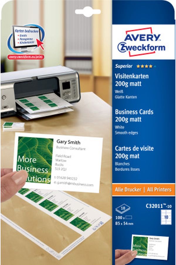 AVERY ZW. Visitenkarten matt 85x54mm - Image 1