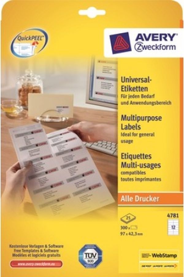 AVERY ZW. Universal-Etiketten 97x42.3mm - Image 1