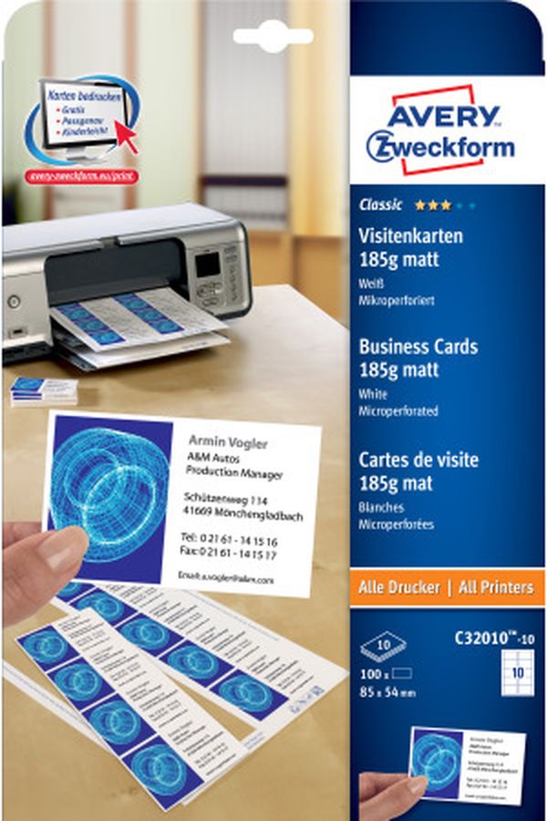 AVERY ZW. Prof. Visitenkarten Univer. A4 - Image 1