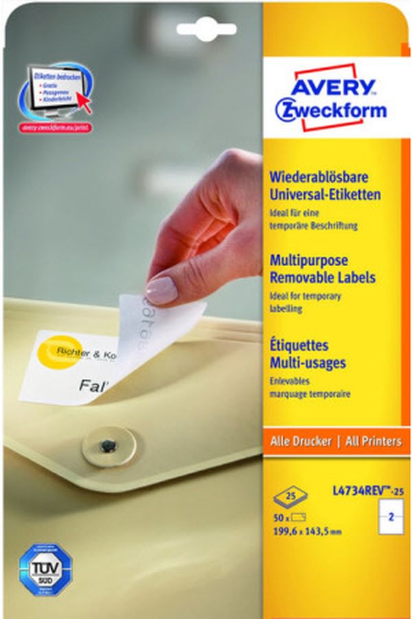 AVERY ZW. Universaletik. 199,6x143,5mm - Image 1