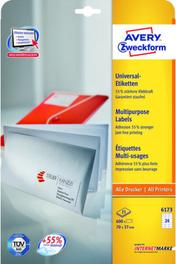 AVERY ZW. Universaletiketten 70x37mm - Image 1