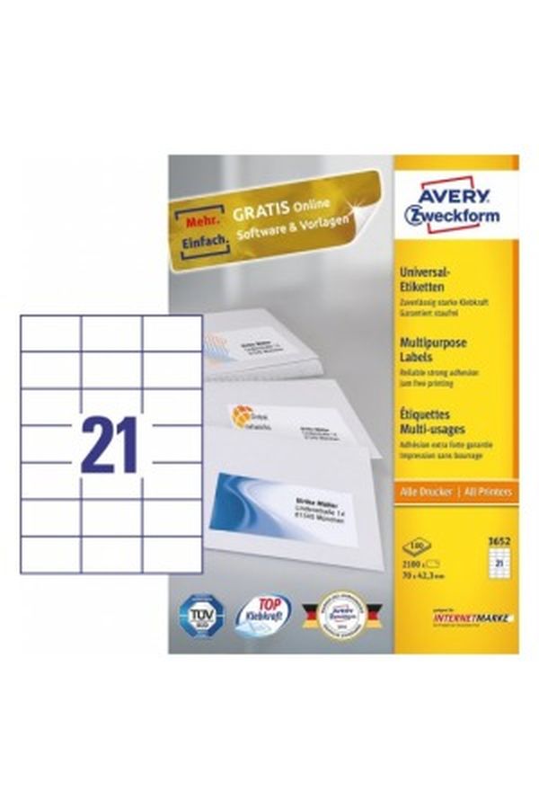 AVERY ZW. Etiketten 70x42,3mm - Image 1