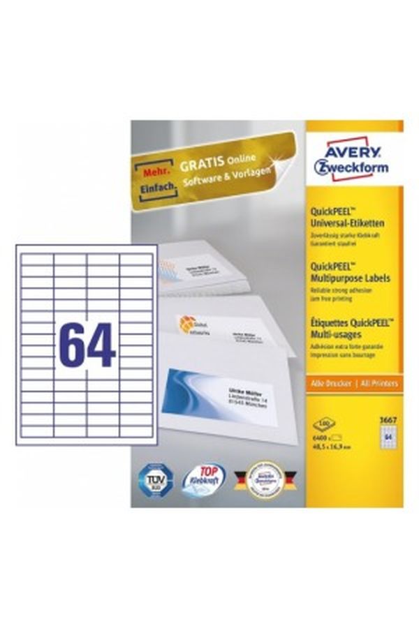 AVERY ZW. Universal-Etikett. 48.5x16.9mm - Image 1