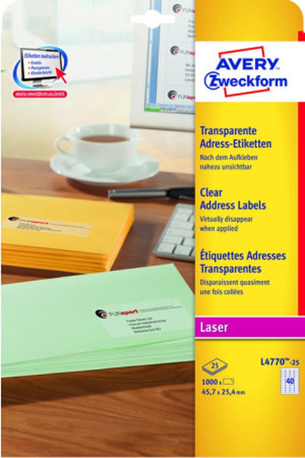 AVERY ZW. Adressetiketten 45,7x25,4mm - Image 1