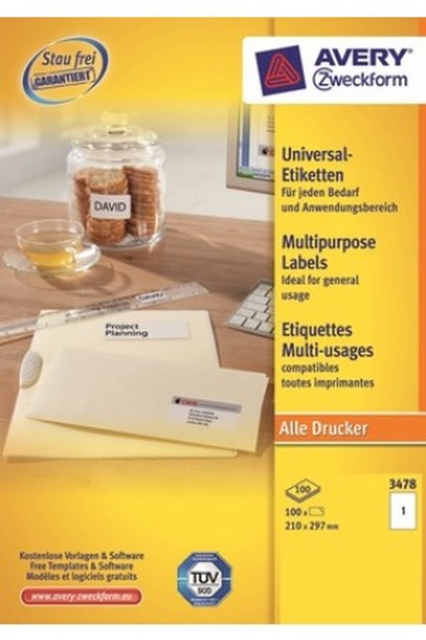 AVERY ZW. Universal-Etiketten 210x297mm - Image 1