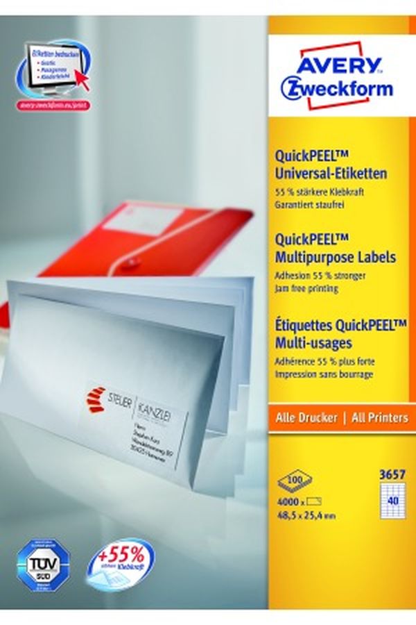 AVERY ZW. Universal-Etikett. 48,5x25,4mm - Image 1