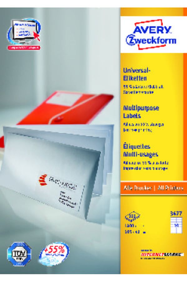 AVERY ZW. Universal-Etikett. 105x41mm - Image 1