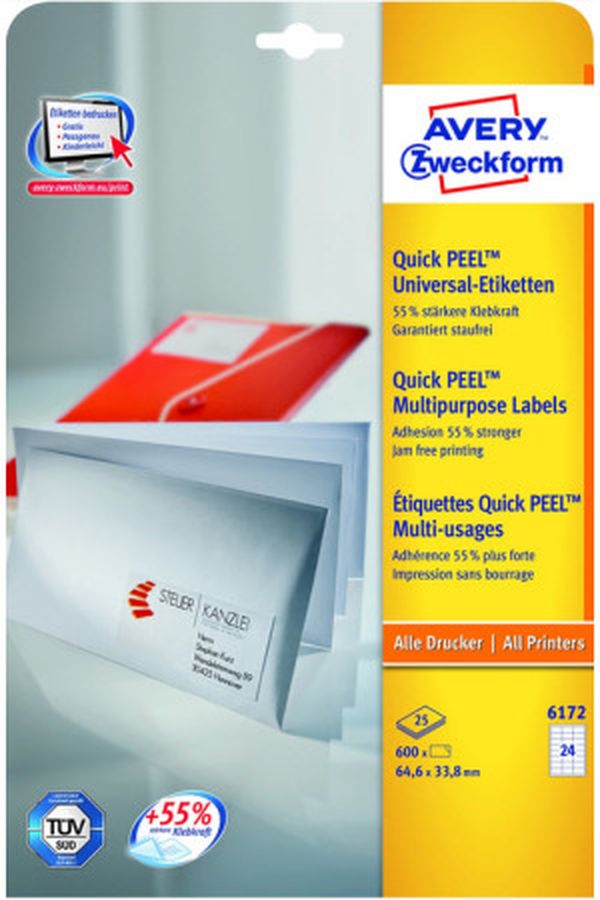 AVERY ZW. Universaletiketten 64,6x33,8mm - Image 1