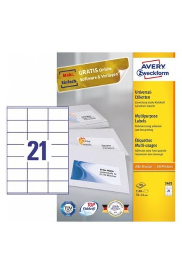 AVERY ZW. Etiketten 70x41mm - Image 1